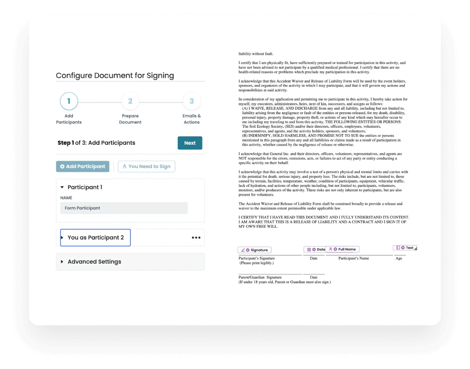 screenshot of Formstack Sign